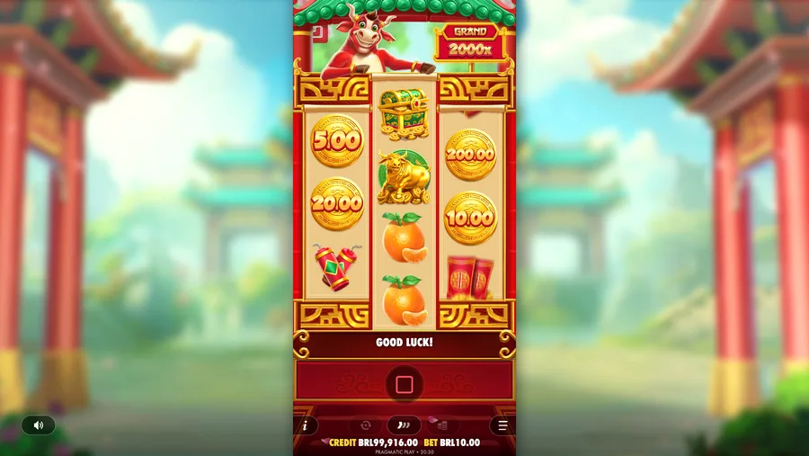 Four MONEY coins worth 5.00, 20.00, 200.00 and 10.00 on screen in Touro Sortudo with no payout Four MONEY coins worth 5.00, 20.00, 200.00 and 10.00 on